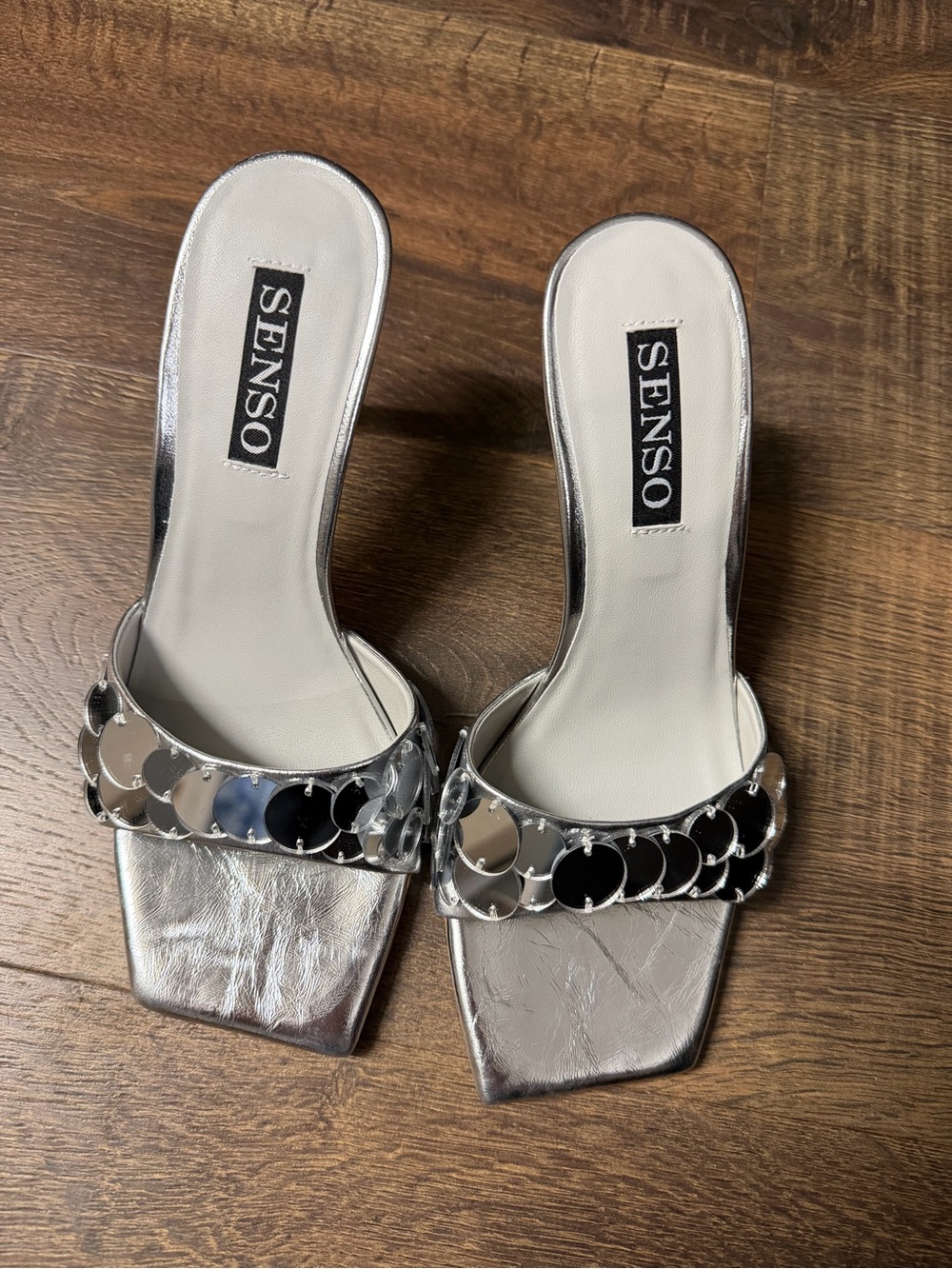 Senso Silver Sequin Heels